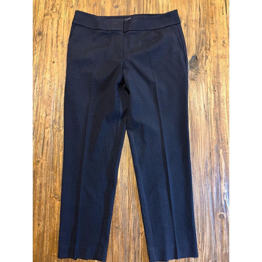 LOFT Marisa Crop Pants 6P Navy Plaid Dress Trousers